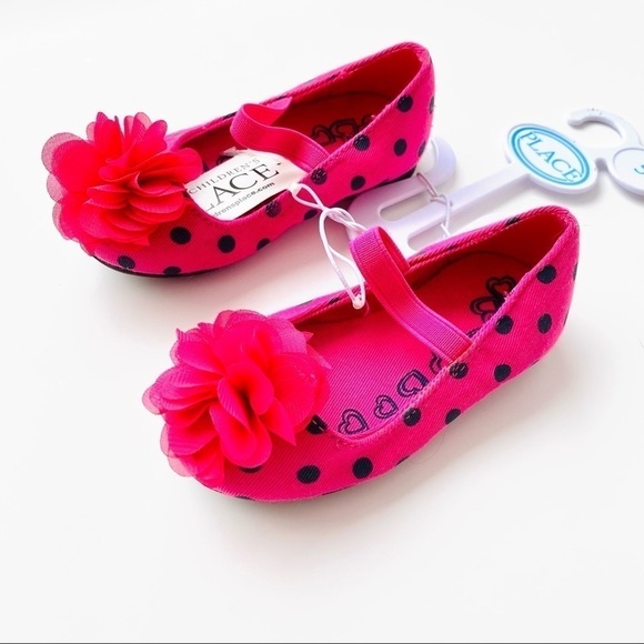 The Children's Place Other - Nwt Pink Polka Dot Flower Flats Girls Size 5